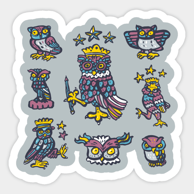 The king of owl Sticker by nokhookdesign